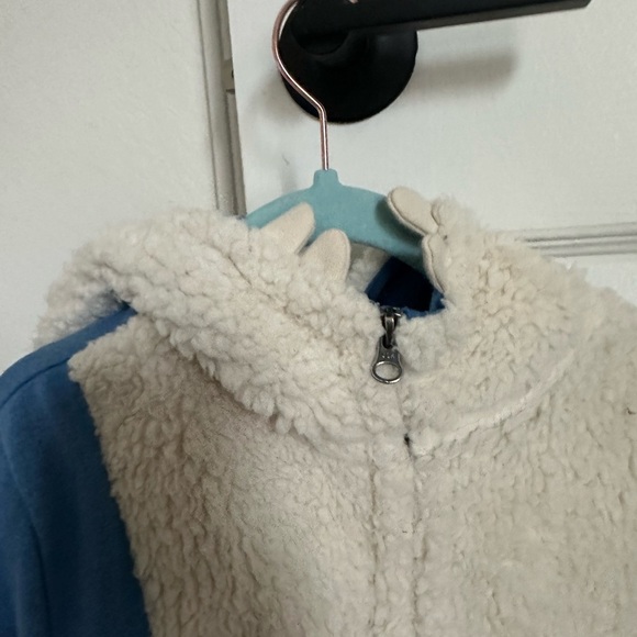 Cat & Jack hoodie Sherpa sz 6-7 blue monster full zip up sweatshirt fall winter - Picture 4 of 14